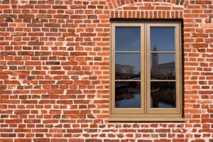 Brown flush sash window