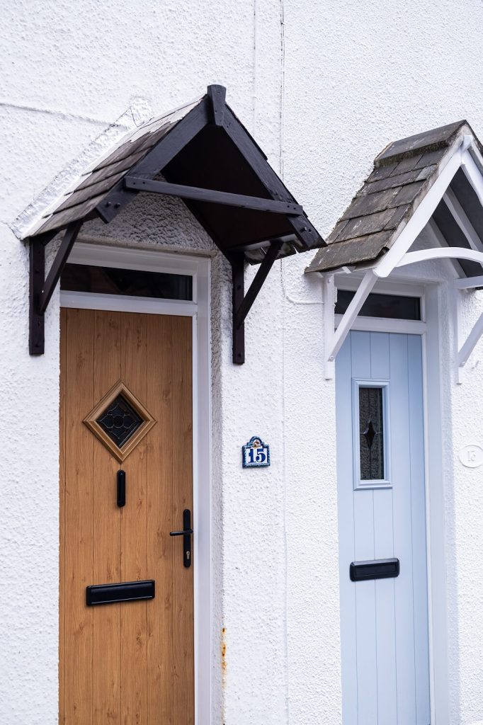 Oak and blue composite door