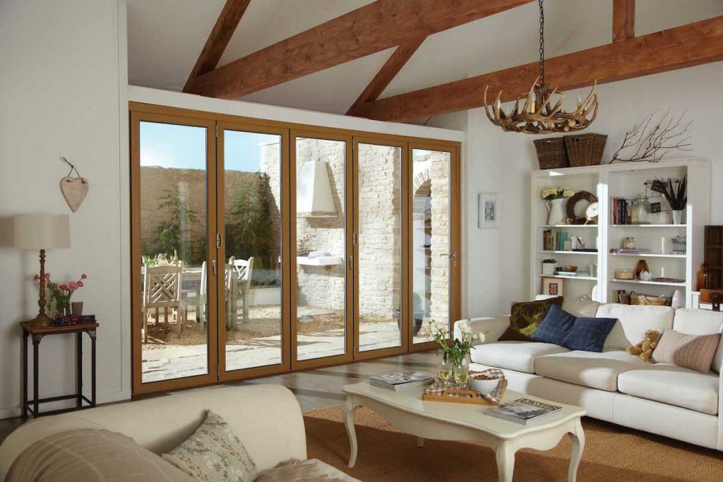 Bifold doors in barn