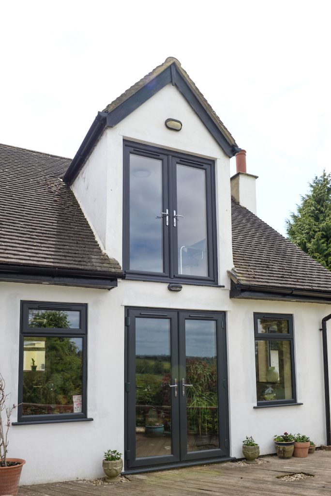 Profile 22 uPVC dual french doors in black