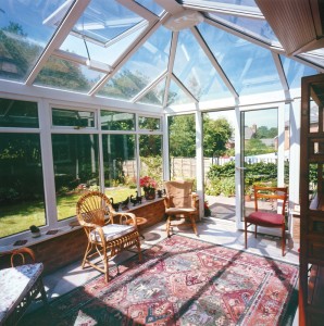 Internal shot of double glazed uPVC glass conservatory roof