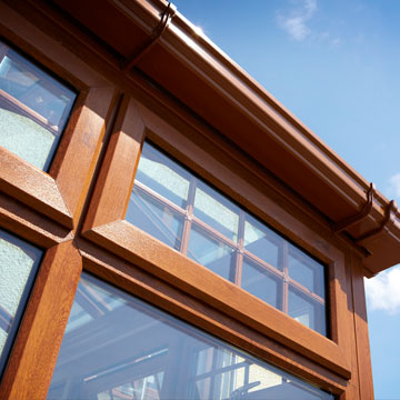 uPVC windows with brown oak colour finish
